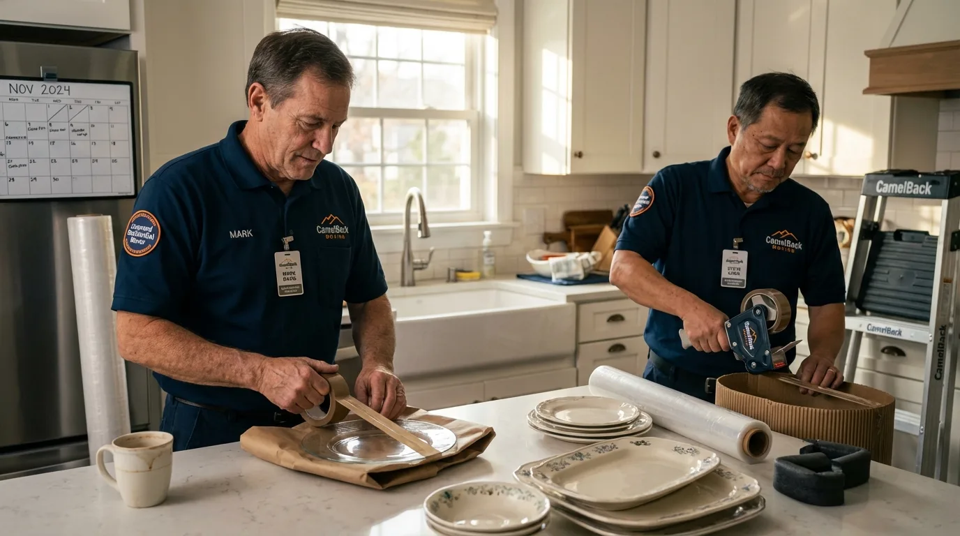 Professional crew packing kitchen dishware in Vienna, VA